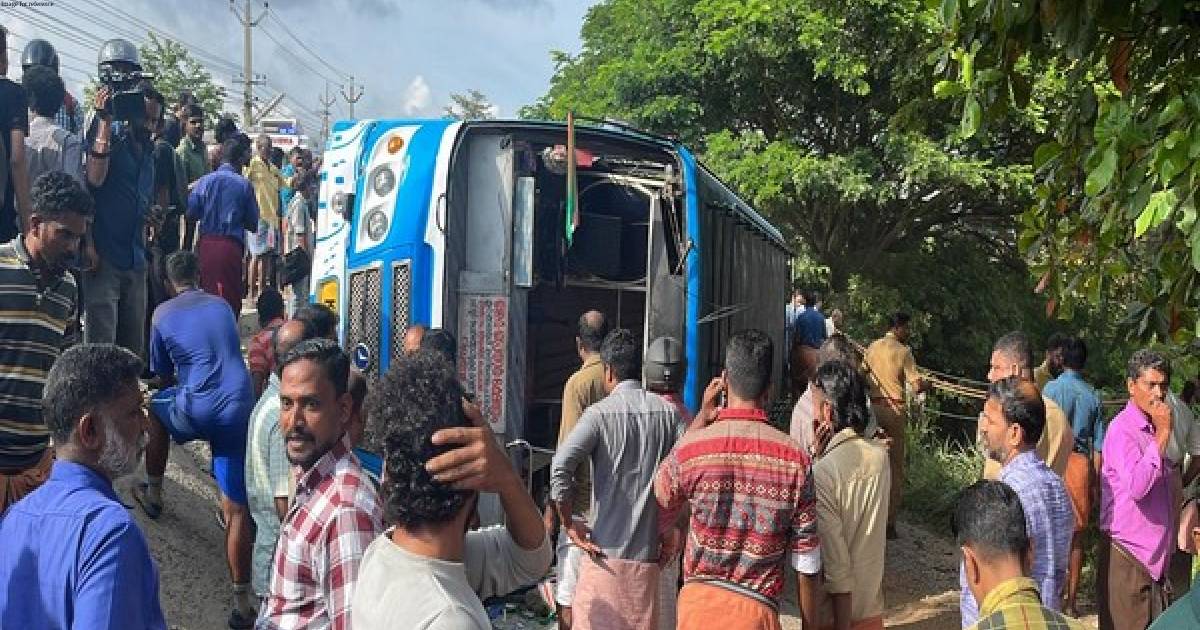 Kerala: Over 30 injured after private bus overturns in Thrissur